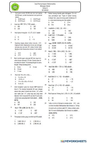 Pemantapan latihan soal bilangan bulat