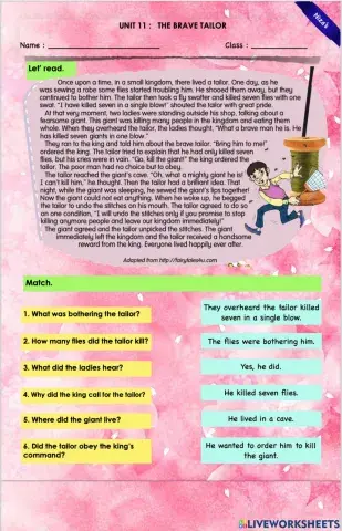 Unit 11 : THE BRAVE TAILOR
