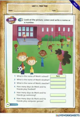 Y2 Unit 5 : mark's day