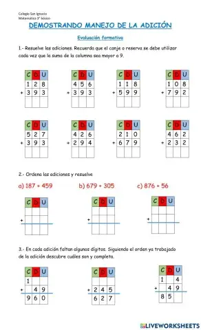 Demostrando manejo de la adición