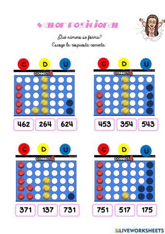 Valor posicional y resta de 3 dígitos reagrupando