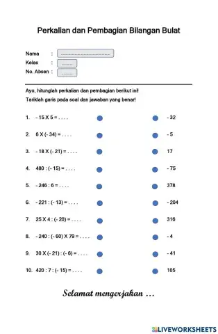 Perkalian dan Pembagian Bilangan Bulat