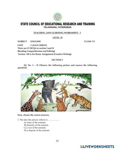 Class vi unit-i facesheet