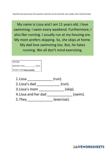 Love, like, prefer, hate, don't mind