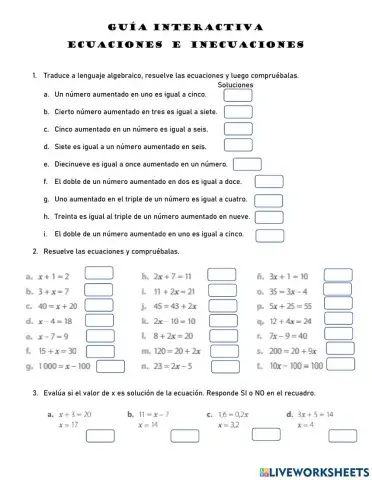 Ecuaciones e inecuaciones