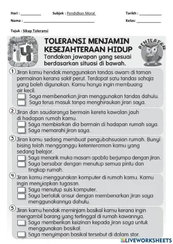 Pendidikan moral - sikap toleransi