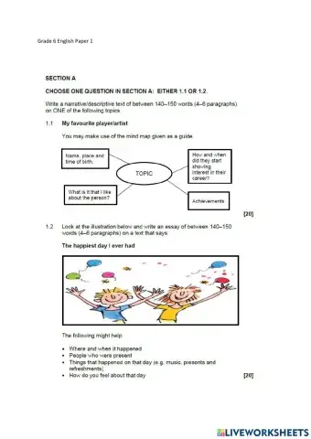 Grade 6 English exam paper 3