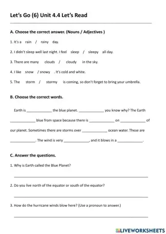 Let's Go 6 - Unit 4.4 Test