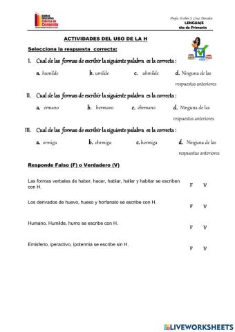 Actividades uso de la h