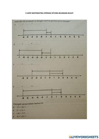 E lkpd operasi hitung bilangan bulat