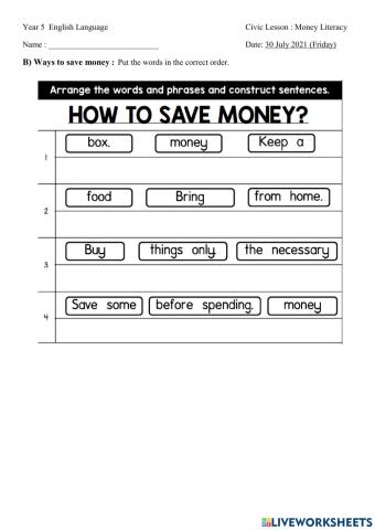 Civic lesson - Money Literacy