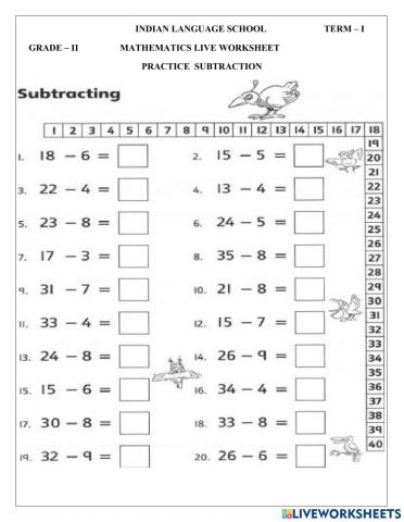 Subtraction Practice