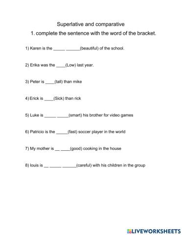 Superlative and comparative