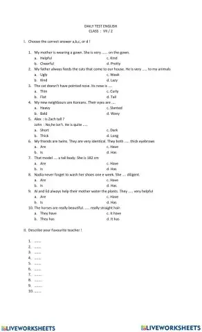 Descriptive Adjective for people