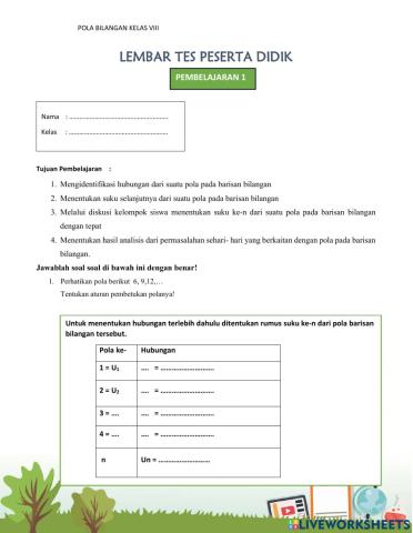 Pola pada barisan bilangan