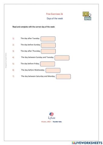 FREE36-Days of the week