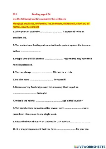B2.1 Vocabulary Reading page 34