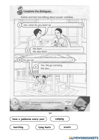 Complete the dialogues.