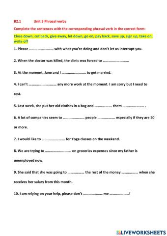 B2.1 Phrasal verbs Unit 3
