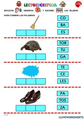 Lectoescritura de tres sílabas