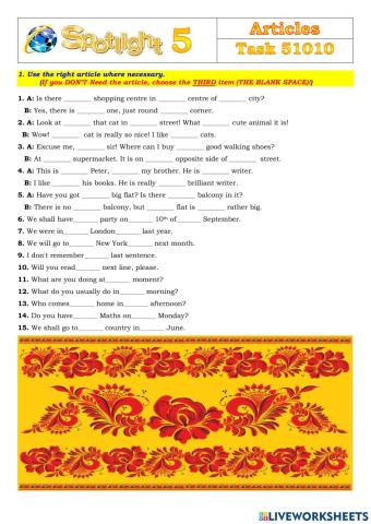 Spotlight 5 Task 51010