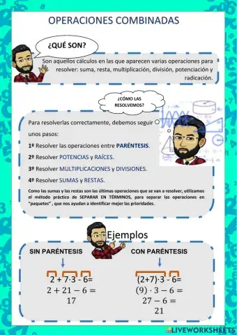 CÁLCULOS COMBINADOS, conjunto de lo Naturales