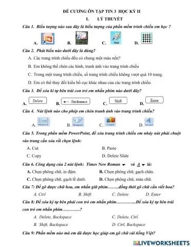 Đề ôn tập môn tin học