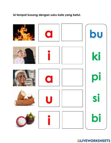 Latihan Suku kata v kv
