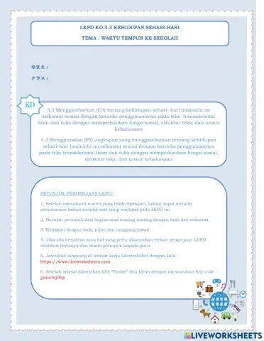 KD 3.3 Waktu tempuh ke sekolah