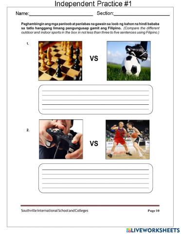 Indoor and Outdoor Activities