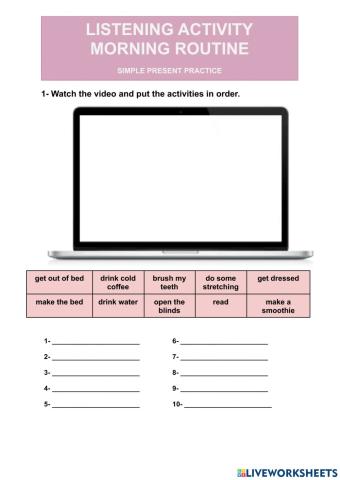 Listening activity for daily routines