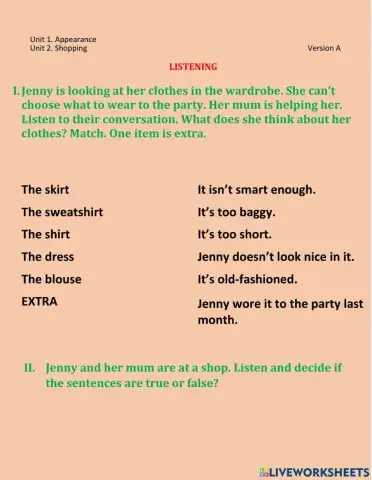 Form 7. Unit 1-2. Listening A