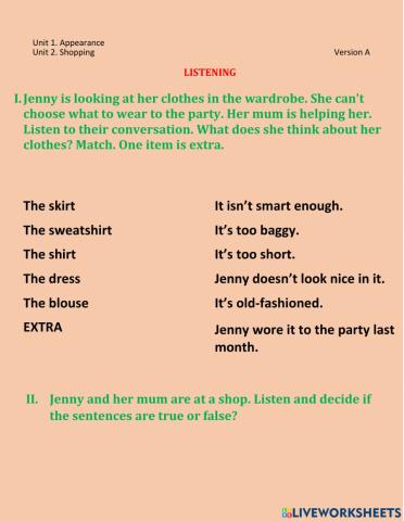 Form 7. Unit 1-2. Listening A