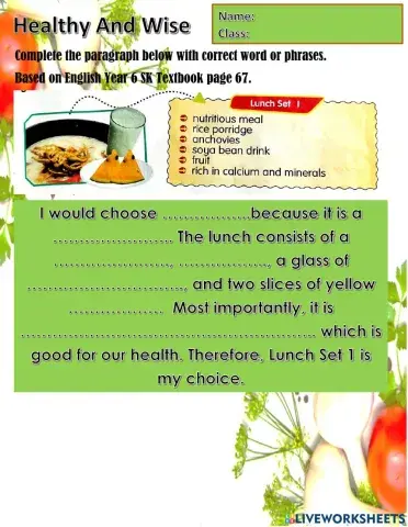 Year 6 Unit 7 Healthy and Wise