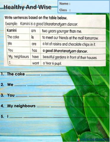 Year 6 Unit 7 Healthy and Wise
