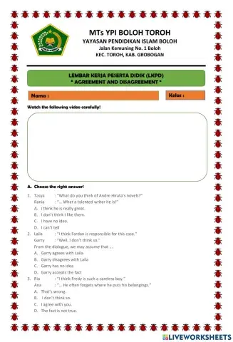 LKPD AGREEMENT AND DISAGREEMENT