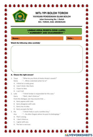 LKPD AGREEMENT AND DISAGREEMENT