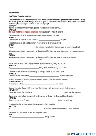 Key Word Transformation 4