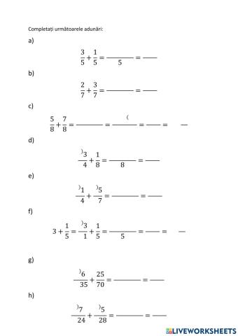 Adunarea fractiilor ordinare 1