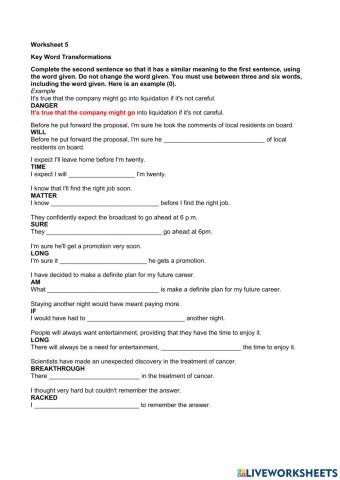 Key Word Transformation 5