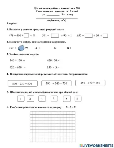 Діагностична робота 8