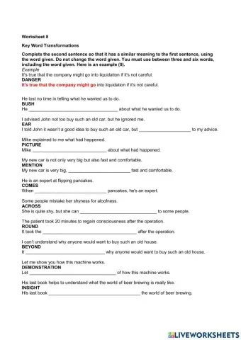Key Word Transformation 8