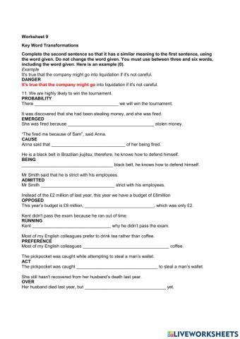 Key Word Transformation 9