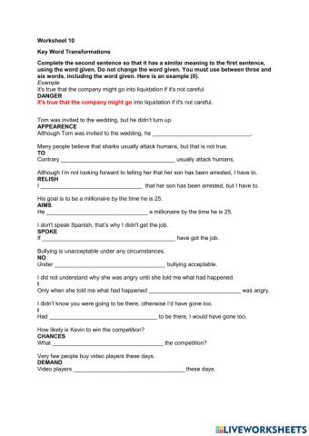 Key Word Transformation 10