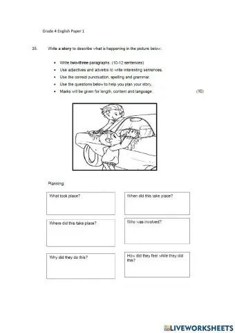 Grade 4 English Grammer exam part 2