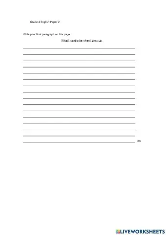 Grade 4 writing English paper 2 part 2