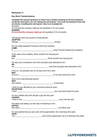 Key Word Transformation 11