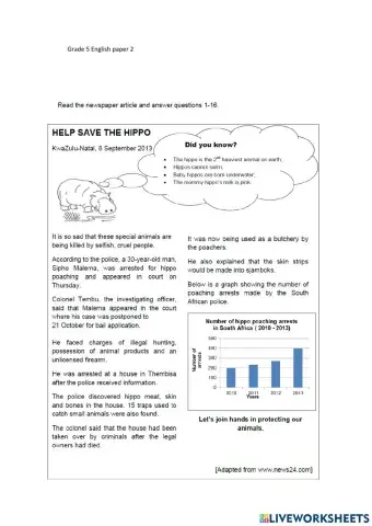 Grade 5 English writing paper 2 part 1