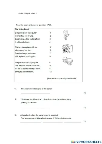 Grade 5 English writing paper 2 part 2