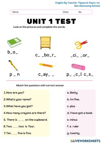 Test Unit 1 Back to school 1